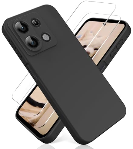 YiKaDa - Hülle Kompatibel mit Redmi Note 13 Pro 5G, mit [2 Stück] Schutzfolie, Ultradünnes Weiches TPU Silikon Schutzhülle - Schwarz