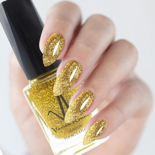 Classic Nail Polish Quick Drying Nail Varnish Long lasting No UV Need Natural Classic Nail Polish (138 - Gold Glitter)
