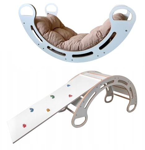 Slevobox Kinder Klettergerüst Indoor 85x41x39cm - Kletterdreieck mit Rutsche - Montessori Kletterbogen mit Kissen - Montessori Klettergerüst Kinderzimmer - Entwicklung der Motorischen Fähigkeiten