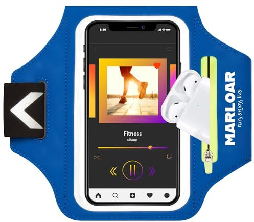MARLOAR Brazalete Movil Running - Porta Movil Runing - Brazalete Running Compatible con iPhone X/11/12/13/14/15 (Incluidos los Pro) y Otros móviles hasta 6.5. (AZUL6.5)