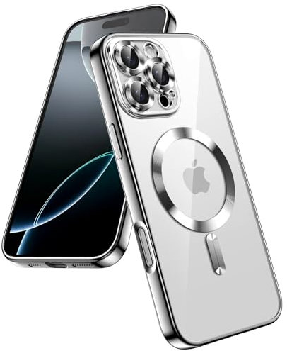 JETech Soft Clear Case for iPhone 16 Pro Max 6.9-Inch, Camera Lens Full Protection, Compatible with MagSafe Wireless Charging, Shockproof Electroplated TPU Phone Cover (Silver)