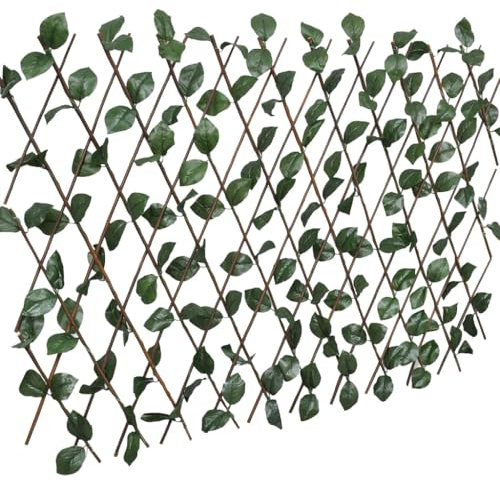 Campingzaun Hundezaun Camping Sichtschutz Garten Hundegitter Wohnung - Weidenzaun-Rankgitter 5 Stk. mit künstlichen Blättern 180x30 cm für Garten Wohnung Draußen Terrasse