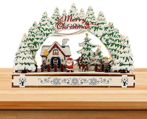 Nuyhgtr Saisonale dekorative, niedliche Weihnachtstischdekoration, Stil, handgefertigte Holzornamente, Weihnachts-Fensterbank-Dekoration, gemütliche für Zuhause,