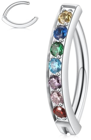 Bauchnabelpiercing Clicker Bauchnabelring 316L Chirurgenstahl Bauchnabelpiercing 14G Bauchnabel Clicker Ring CZ Opal Bauchnabelpiercing Niete Umgekehrt gebogener Nabel Barbell Umgekehrter Nabelring