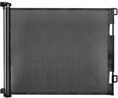 Lexixi ibao Retractable Baby Gate, Mesh Safety Kids or Pets Gate, 33” Tall, Extends to 55” Wide, Mesh Safety Dog Gate for Stairs, Indoor, Outdoor, Doorways, Hallways (Black, 33x55)