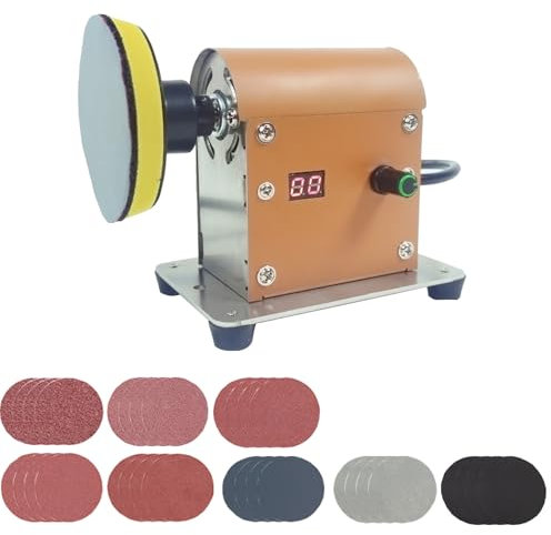 Electric Resin Polishing Machine, Adjustable Speed&Low Noise Resin Sanding and Polishing Kit with 32 PCS Sandpaper Sheets for Wood, Jewel, Plastics and Metal Polishing,DIY Crafts