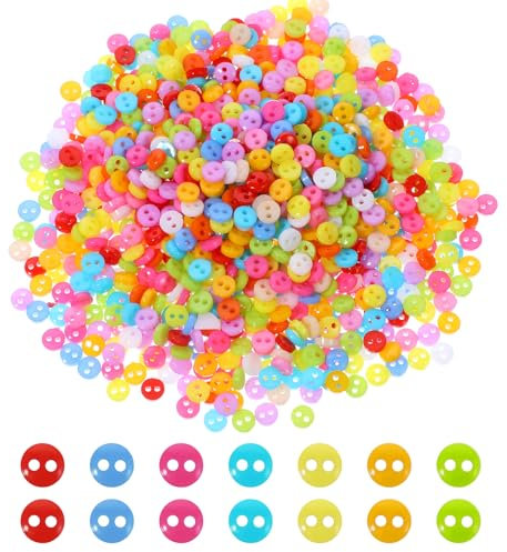 1000 Stück KnöPfe Bunt, Mini KnöPfe zum Basteln 6mm Mischfarbe KnöPfe zum AnnäHen Kleine Rund Knöpfe für DIY Handwerk Scrapbooking und Dekorieren