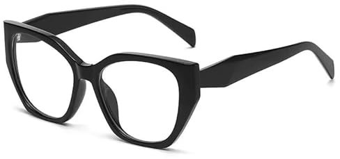 Long Keeper Blaulicht Filter Brille Damen Katzenaugen Computerbrille Anti Blaues Licht Anti Überanstrengung der Augen (Schwarz Klar)