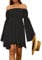 FDKLOOK Womens Off Shoulder Dress Bell Sleeve Lace-Up Irregular Summer Casual Party Mini Flowy Chiffon Dress Black XL