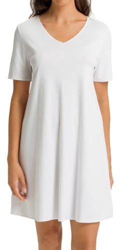 Hanro - Cotton Silk Damen Nachthemd – Kurzarm, V-Ausschnitt, 90 cm, Merzerisierte Baumwolle