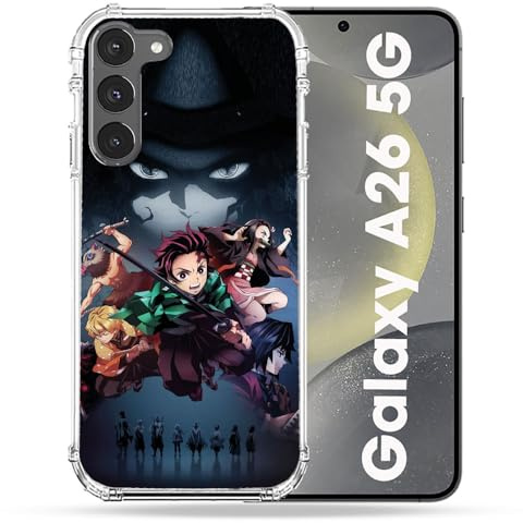 Cokitec Verstärkte Schutzhülle für Samsung Galaxy A26 5G, Manga, Demon Slayer, Schwarz
