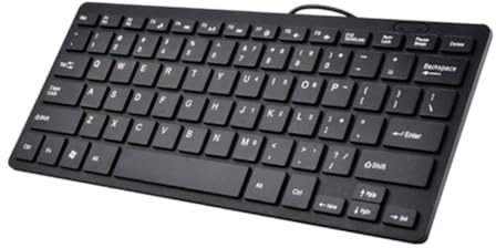 Steowsey Compact Wired Keyboard USB - Ultra-Thin Keyboard for PC Mini Gaming Keyboard Black