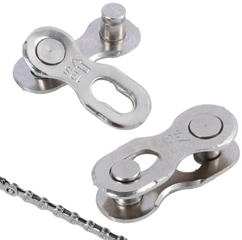 Aifrymne 2 Pairs of 12-Speed Bike Chain Link Connectors - Durable Quick Link Tool-Free Installation, Reusable Silver Steel Bicycle Missing Links for Mountain and Road Bikes