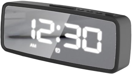 Cabilock Reloj Despertador Digital LED Superficie Espejo con Base Estable y Números Grandes Elegante para Oficina y Hogar Función Eléctrica Sin Pilas ni Cable