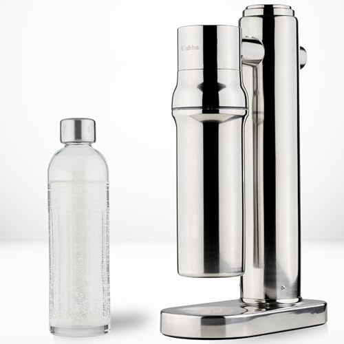 Blubba Wassersprudler Edelstahl mit Glasflasche 650 ml – BPA-frei, geschmacksneutral, spülmaschinengeeignet. Edle Sodamaschine für feinperliges Sprudelwasser. Soda Maker.