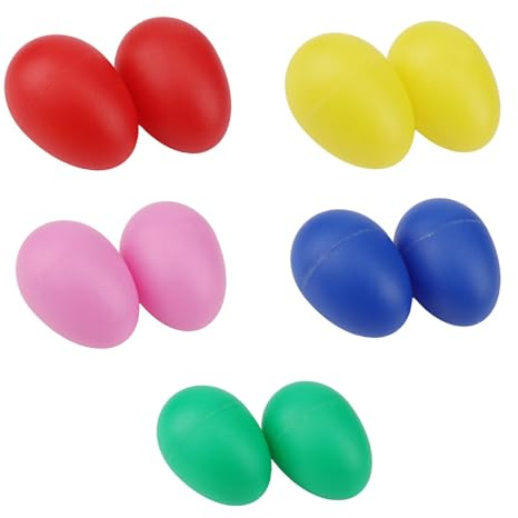10PCS Egg Toy Egg Shakers, Easter Colorful Musical Maracas Shakers, Rubber Eggs Suitable for Use by Individuals Aged 15 and Above DIY Painting Musical Toys