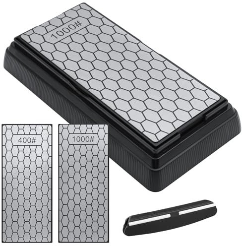 Diamant Schleifstein Schleifstein Messer Sharpening Stone Diamant Messerschärfer Messer Schleifen Messerschärfer Stein mit Basis 400/1000# für Küchengeräte und Außeneinsatz