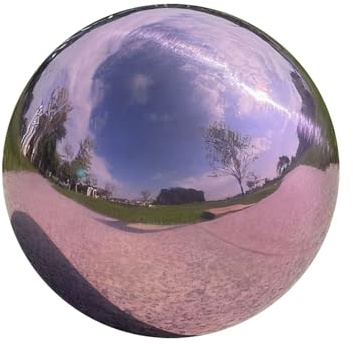 1 Stück Betrachtungskugel aus Edelstahl, Polierte Reflektierende Glatte Gartensphäre Spiegelkugel, Farbiger und Glänzender Deko-Zusatz für Jeden Garten oder Wohnbereich, Rosa(Size:7.87in/20cm)