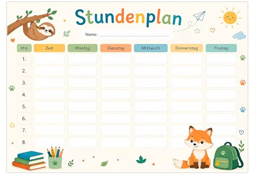 Stundenplan magnetisch abwischbar, Hochwertiger magnetischer Stundenplan für die Wand oder den Kühlschrank, praktischer Stundenplan abwischbar, ideal für den Schulanfang, Schreib-Set inklusive