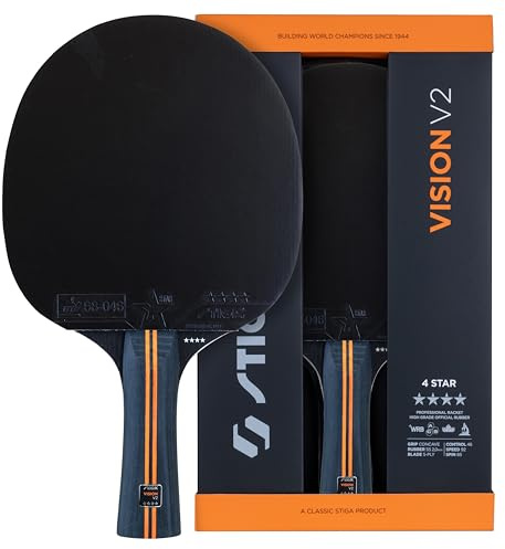STIGA Tischtennisschläger Vision V2 – Hohe Geschwindigkeit & Kontrolle, ITTF-zugelassener Star 4 Belag, 2,0 mm Schwamm, Crystal Technology, 5-lagiger Holzkern, konkaver Griff