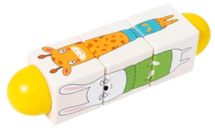 Chosertory Holzdrehspielzeug, Denksportaufgabe, Eltern Kind Interaktive Puzzle Bausteine, Früherziehung für Kinder, Geburtstagsgeschenke für Kinder, Tiergelb