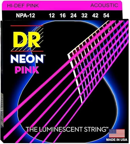 Hi-Tec Def Rose Fluo Acoustic Guitar 012–054/Fluorescent Cordes (Rose)