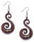 81stgeneration Sterling Silber 925 Holz Ohrringe baumeln Spiral Tribal Maori Brown Französisch Haken