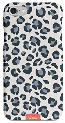 Tirita Phone Case Compatible with iPhone 7 Plus & 8 Plus Hard Cover, snap on Animal Print - Grey Cheetah Wild Cat