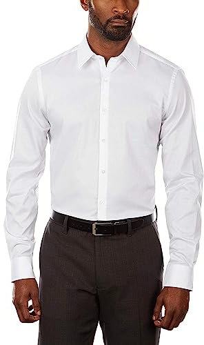 Van Heusen Men's Dress Shirt Slim Fit Flex Collar Stretch Solid, White, 15 Neck 32-33 Sleeve