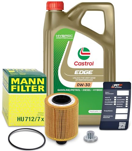 1x Ölwechsel Set - MANN ÖLFILTER + 5 L CASTROL EDGE FST 0W-30
