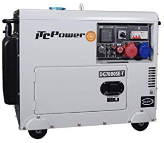 ITCPower-Generador eléctrico diésel insonorizado Full Power Trifásico y monofásico, potencia máxima 7,9KVA(400V)-5,6KW(230V), dispone de ATS-para emergencias, apoyo solar o caída de red. DG7800SET