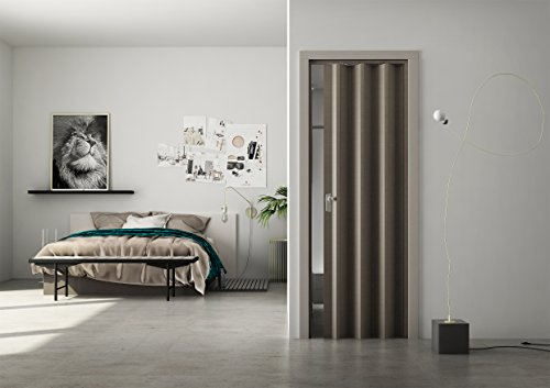 Kunststoff-Falttür Elvira 3D-Farben 202x87 cm ohne Fenster (eiche taupe)