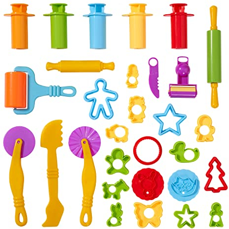 THE TWIDDLERS 30 Stück Knetwerkzeuge & Zubehör für Kinderknete Spielzeug - Geschenk für Kinder, Jungen & Mädchen - Stabil & Robust
