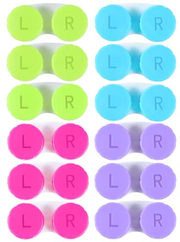 KISEER 12 Pack Colorful Contact Lens Case Box Holder Container Soak Storage Kit