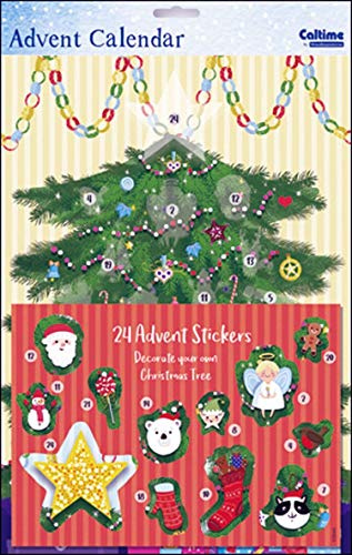 Traditional Around the Tree Sticker Advent Calendar with a sticker for every day 245 x 350 mm with white envelope