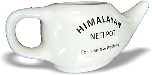 Neti Pot Nasal Irrigation Nasal Lavage Nasal Rinsing Salt Ceramic Neti Pot with Himalayan Salt Neti Pot Sinus Rinse Neti Salt Neti Pot Nasal Flushing Cleanser Sinus Relief Nasal