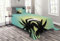 ABAKUHAUS Modern Tagesdecke Set, Hawaiian Miami Beach Sun, Set mit Kissenbezügen Waschbar, für Einzelbetten 170 x 220 cm, Schwarz Seafoam