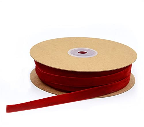 Egurs Samtband 20 Meter/Rollen 10mm Dekoband Geschenkband aus Samt Schleifenband zum Deko Zierborte Borte Band Schmuckband DIY Crafts Dekoration Samtborte Rot 10mm