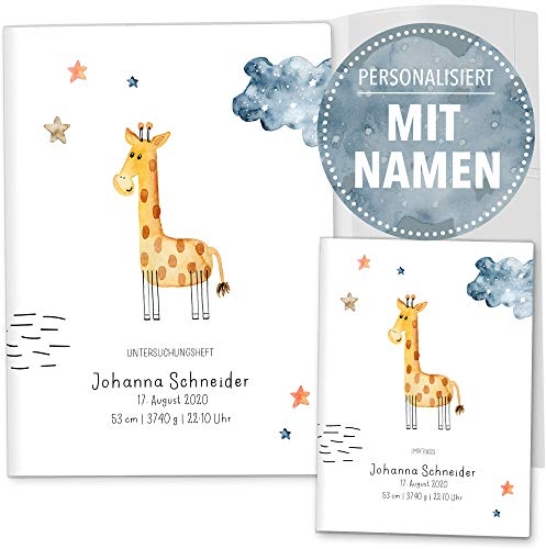 OLGS U-Heft-Hülle inkl. Impfpass Hülle 3-teiliges Set Have Fun | Untersuchungsheft Hülle & Impfpasshülle schöne Geschenkidee mit Namen (U-Heft Set 3-teilig personalisiert, Giraffe)
