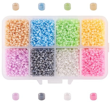 Craftdady Lot de 12 500 perles rondes en verre Ceylan de 2 mm de diamètre - Couleurs mélangées - Pour loisirs créatifs, fabrication de bijoux