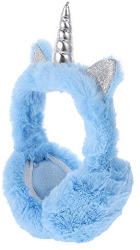 ifundom Cache-Oreilles Licorne Mignon Femmes Réglable Enfants Enfants Filles Chaud Doux en Peluche en Plein Air Hiver Cache-Oreilles Bleu Ciel