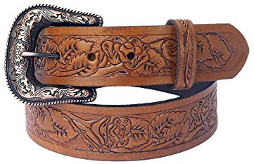 Saaria Herren Ledergürtel Vollnarbenleder Westerngürtel für Herren 3,8 cm breit, Rost, Taille 32
