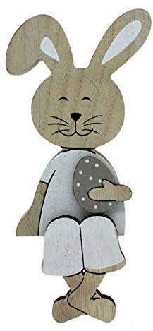 DARO DEKO Holz Hase mit Osterei - Kantenhocker 8 x 18cm 1 Stück
