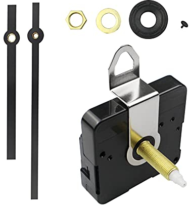 JustYit 31mm Langer Schaft Quartz Uhrwerk Uhrwerk für Wanduhr Uhrwerk mit Zeiger, Uhrwerke zum Basteln für Clock Ersatzteile Ersatz, Quarzuhr Uhrwerk Teile Reparatur-Kit (Schwarz)