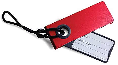 Lexon NEO LUGGAGE TAG Gepäckanhänger aus Aluminium (rot)