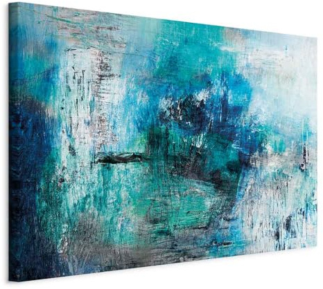 murando HandArt Bilder auf Leinwand Abstrakt 1 tlg Leinwandbild Wandbilder Wohnzimmer Wanddekoration Moderne Kunst - türkis blau a-A-0428-b-a