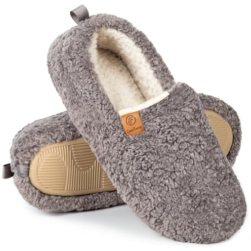 EverFoams Damen Warme Lammfell Memory Foam Voll Hausschuhe, grau, 40/41 EU