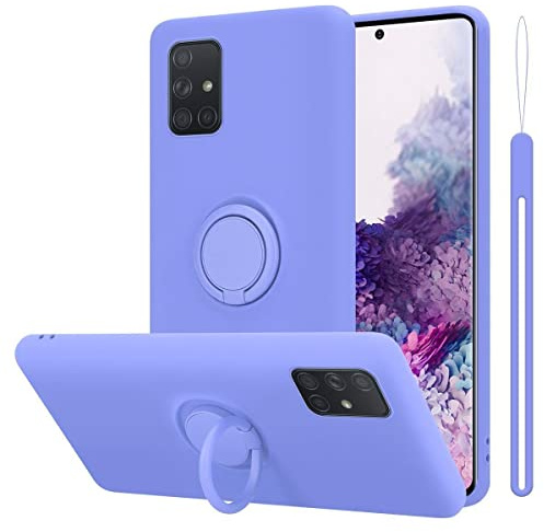 Cadorabo Hülle kompatibel mit Samsung Galaxy A71 4G Schutzhülle TPU Silikon Case Liquid Design mit Ring Slim Kratzfest Liquidsilikon Microfaser Case Hülle für Galaxy A71 4G in Lila