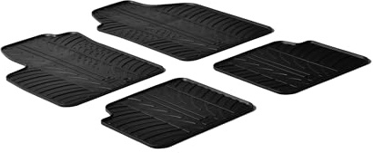 AROBA GL0133 Design Gummi Fußmatten kompatibel mit FIAT 500, Abarth 500, 500 C BJ. 10.2007-06.2015 erhöhter Rand 4 TLG Farbe Schwarz Gummimatten Automatten passgenau