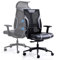 Dowinx Gaming Stuhl Bürostuhl mit 3D Armlehnen, Schreibtischstühle Ergonomischer Stuhl Wippfunktion Leder Drehstuhl, für das Büro Hause Schwarz Grau